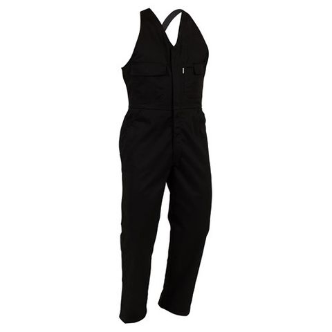 Overall Easy Action Bib Polycotton Zipped Black Sz 9