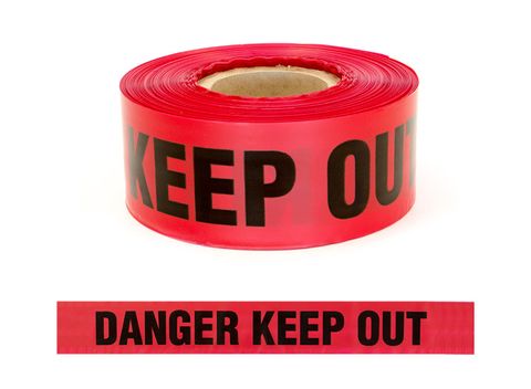 Esko Warning Tape - Danger Keep Out 75mmx250m, 80 Micron (Black on Red)