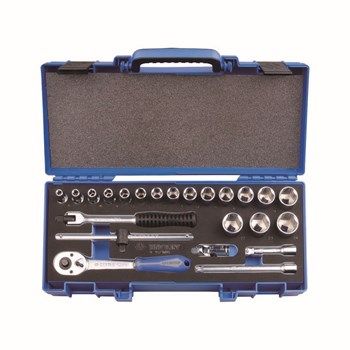 King Tony 23pc 3/8 Dr 6pt Socket Set 6-24mm - w Plastic Carry Case