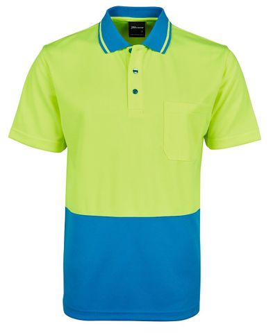 JB's HV 4602.1 Non Cuff Trad Polo - Lime/Aqua - S