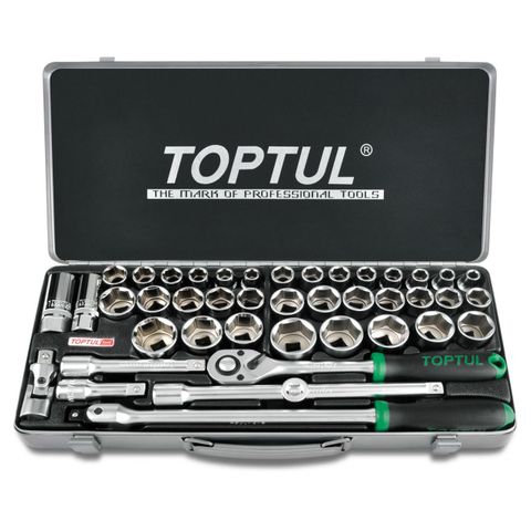 Toptul Socket Set 1/2"Dr 43pc SAE/MM 3/8"-11/4" 10-32mm