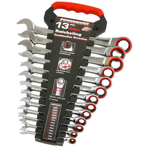 Powerbuilt 13pc Met Ratcheting Comb Wrench Set