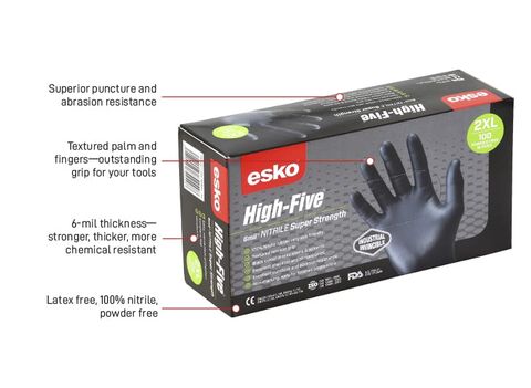 High Five Black Nitrile Disposable Glove