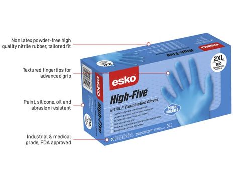 High Five Blue Nitrile Disposable Glove, L