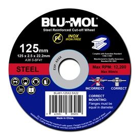 125x2.5x22 Blu-Mol Cut-Off Wheel per Disc