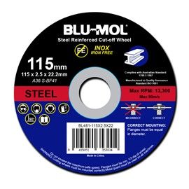 115x2.5x22 Blu-Mol Cut-Off Wheel per Disc