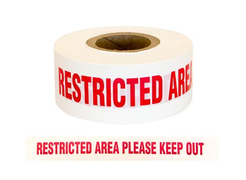 Esko Warning Tape - Restricted Area Please Keep Out 75mmx250m, (White)