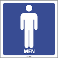 Toilet Men (With Text) 120 X 120mm Screenprinted Sign