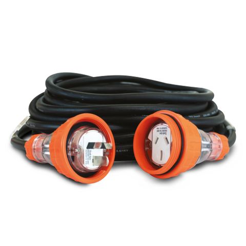 Rubber 20m Extension Lead, 3x2.5mm 2, 3P 15A Plug & Socket