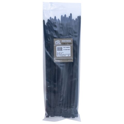 ISL 380 x 7.6mm UV Nylon Cable Tie - Blk. - 100pk