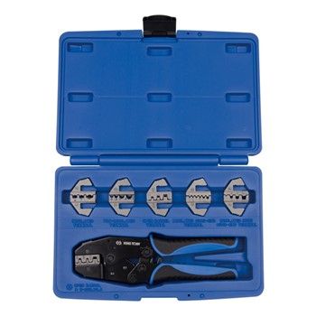 KT 7pc Ratchet Crimping Tool Set Inter-Changable Jaw