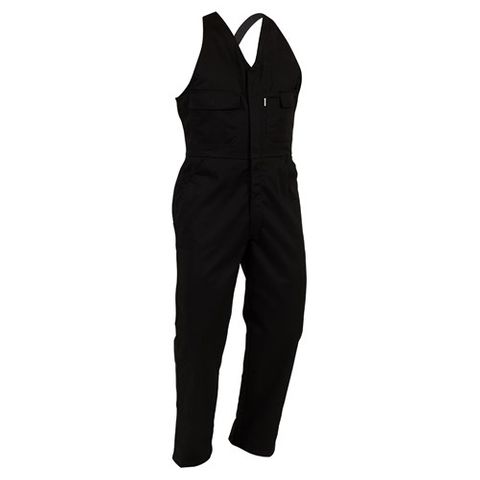 Overall Easy Action Bib Polycotton Zipped Black Sz 12