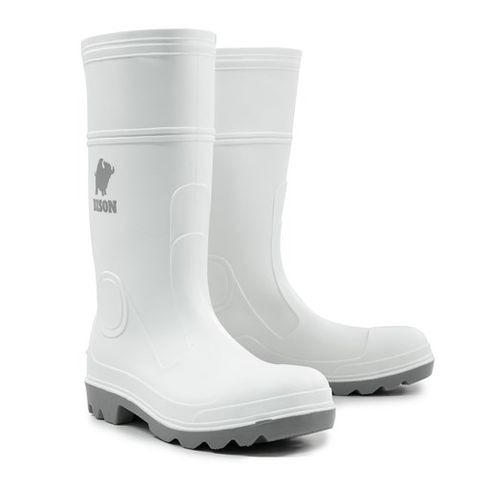 Mohawk PVC Nitrile Gumboot - White w. Grey Sole sz 14