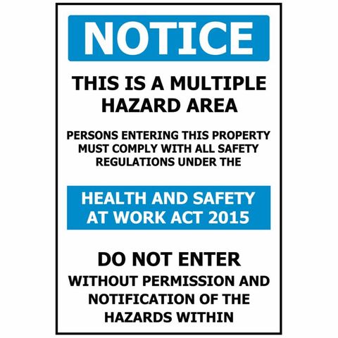 Multiple Hazard Area Sign 450mmx300mm