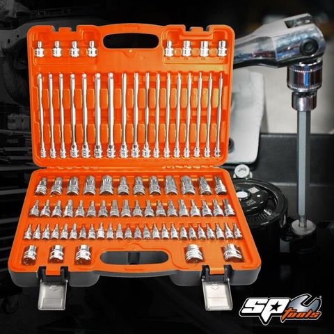 SP 1/4"Dr, 3/8"Dr & 1/2"Dr Socket Bit Set - Hex & Torx - Metric/Sae - 84pc