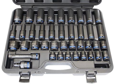 SP 1/2"Dr Impact Socket Set - Standard & Deep - 6pt - Colour Coded - Metric Only