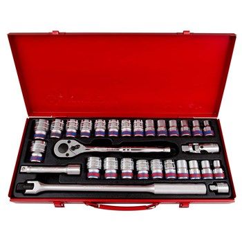 King Tony 30pcs 1/2 Socket Set 10-32mm 7/16-1