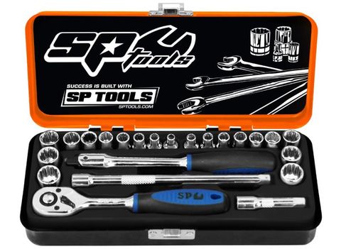 SP 1/4"Dr Socket Set - Metric/Sae - 23pc, Sizes: 6 Point