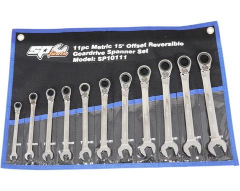 SP Gear Drive Roe Spanner Set - 15° Offset - Metric - 11pc