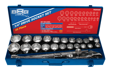 888 3/4"Dr Socket Set - 12pt Metric/Sae - 26pc