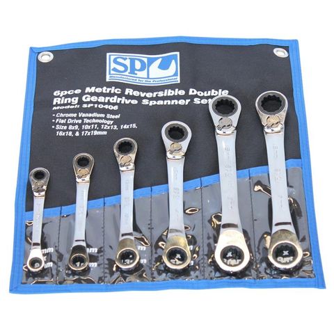 SP Double Ring Gear Drive Spanner Set - 15° Offset - Metric - 6pc