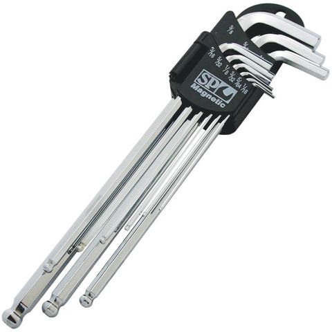 SP Magnetic Ball Drive Hex Key Set - Sae Chrome - 9pc