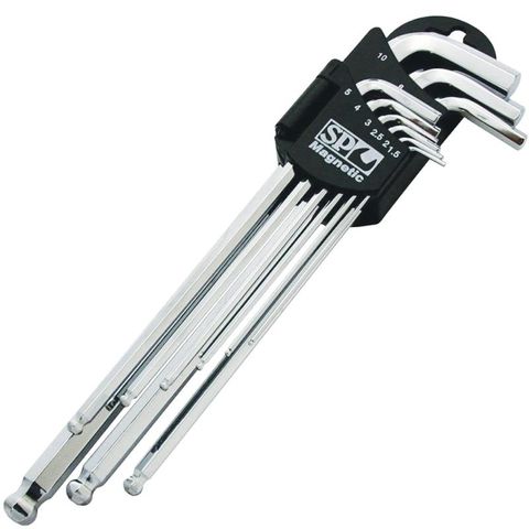 SP Magnetic Ball Drive Hex Key Set - Metric Chrome - 9pc