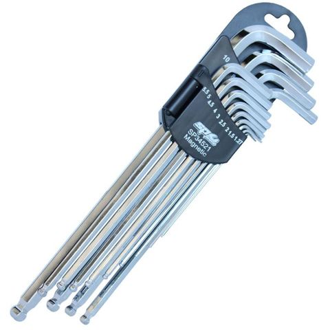 SP Magnetic Ball Drive Hex Key Set - Metric Chrome - 13pc