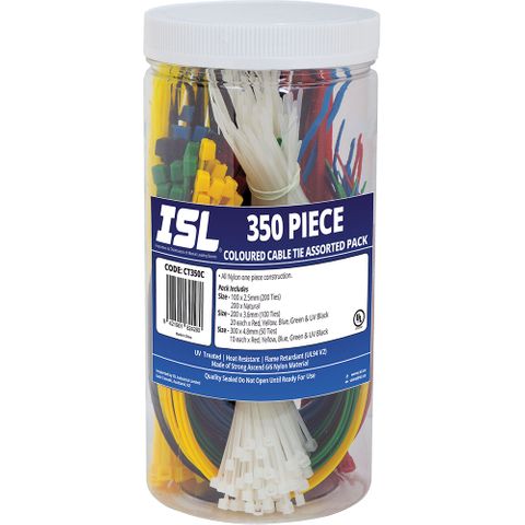 ISL 350pc Coloured Cable Tie Assorted Pack