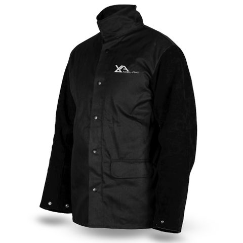 Black Leather Sleeved Welding Jacket