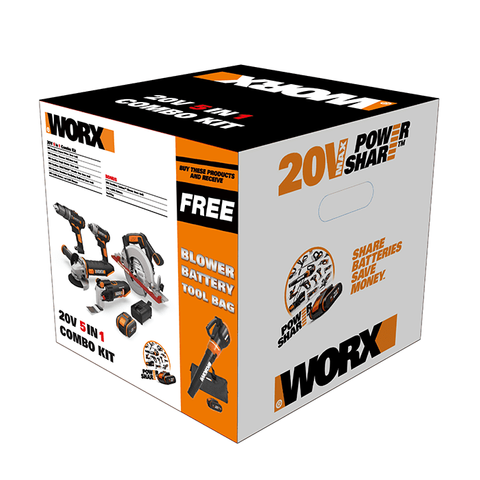 Worx 5 Piece 20V Kit