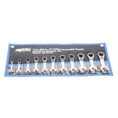 SP Gear Drive Roe Spanner Set - 15° Offset Stubby - Metric - 11pc