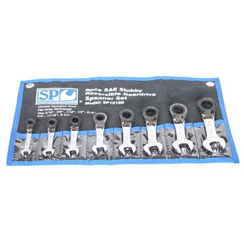 SP Gear Drive Roe Spanner Set - 15° Offset Stubby - Sae - 8pc