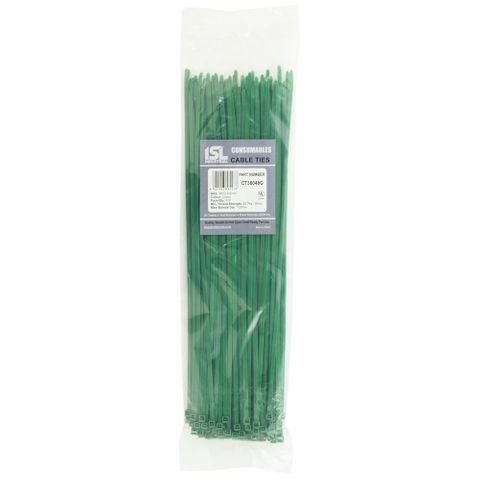 ISL 380 x 4.8mm UV Nylon Cable Tie - Green 100pk