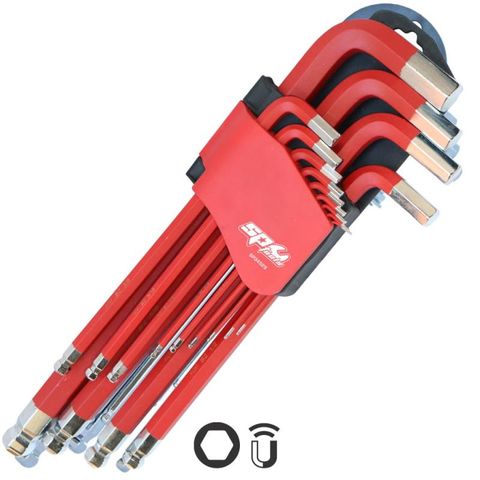 SP Jumbo Magnetic Ball Drive Hex Key Set - Sae Colour Coded Red - 13pc