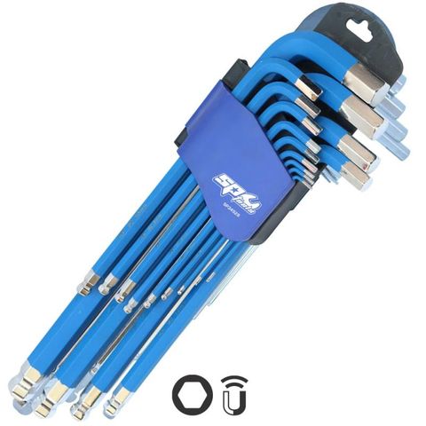 SP Jumbo Magnetic Ball Drive Hex Key Set - Metric Colour Coded Blue- 13pc