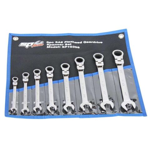 SP Gear Drive ROE Spanner Set - Flex Head - SAE - 8pc