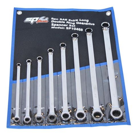 SP Double Ring Gear Drive Spanner Set - Extra Long - 0° Offset - SAE - 8pc