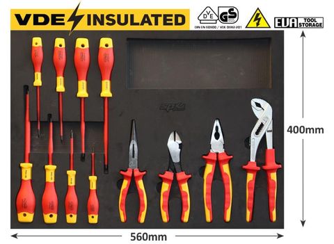 SP Foam Tray Tool Kit - 12PC - VDE Insulated - Screwdrivers & Pliers