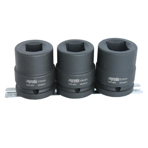 SP S3/4"DR Impact Socket Rail Set - Double Square - Metric - 3pc