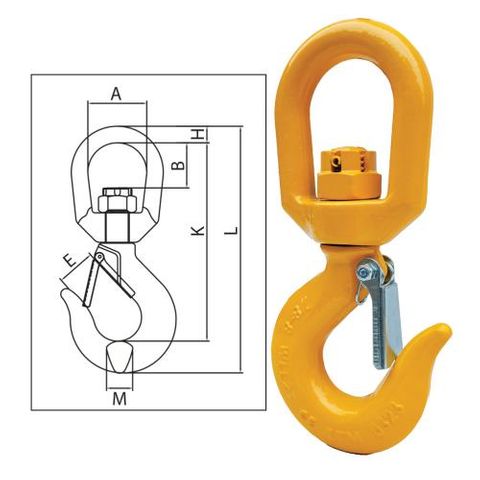 ITM G80 Eye Swivel Hook w/ Safety Latch - 10mm Chain