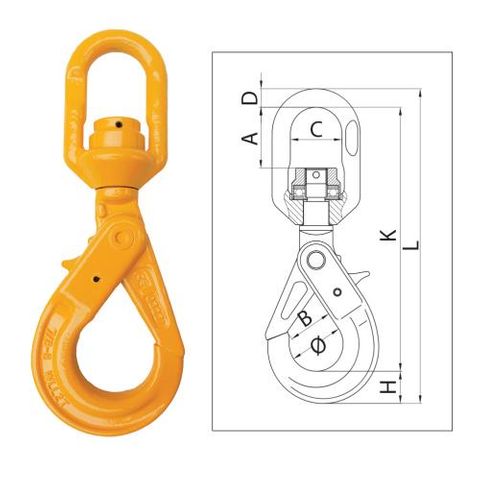 ITM G80 Eye Swivel Self Locking Hook