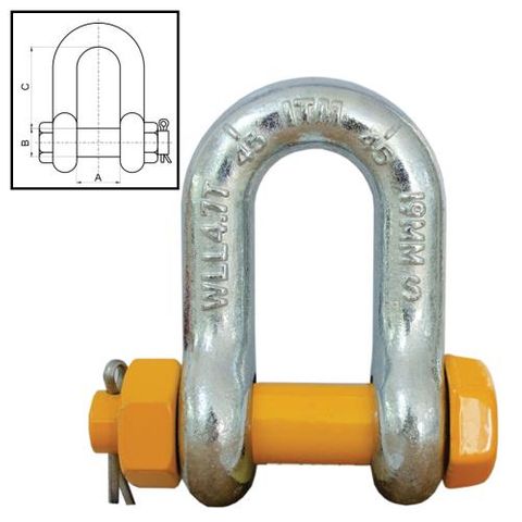 ITM D Shackle - Yellow Pin GS Safety Pin