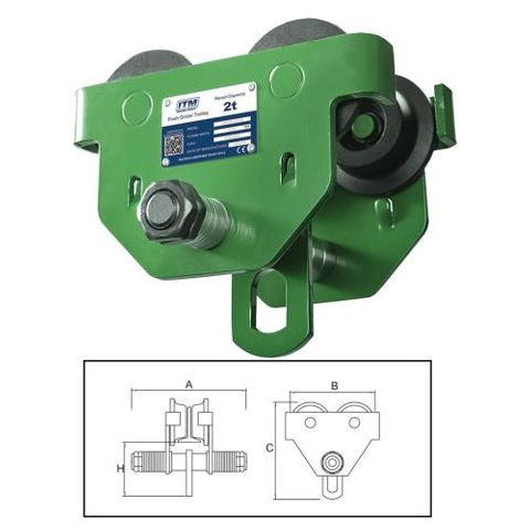 ITM Push Girder Trolley - 2 Ton - 88-203mm Beam Width