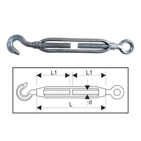 ITM Turnbuckle - Galvanised Commercial - Hook & Eye - 10mm