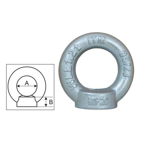 ITM Shouldered Eyenut w/ Metric Thread Din 582 - 16mm - 0.7T