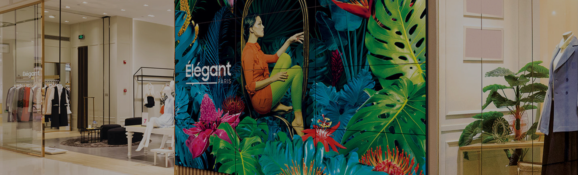 <div class='float-right'><h3>COMMERCIAL DISPLAY</h3><h2>LCD Video Wall</h2><p>Create a unique, large format viewing experience with video wall,<br>elevating any business setting</p><button>Explore Now</button></div>