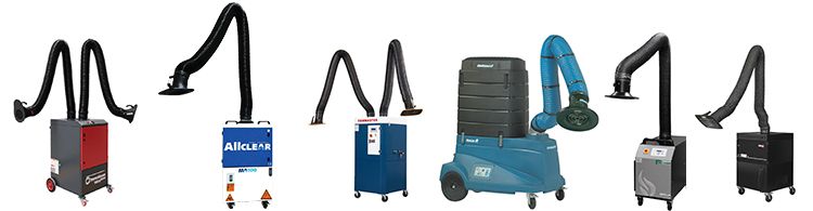 Various brands of portable welding smoke extractor