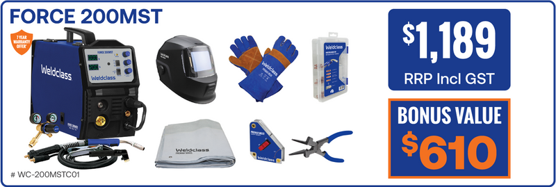 Weldclass FORCE 200MST MIG-Stick-TIG Welder EOFY Combo Kit 2024