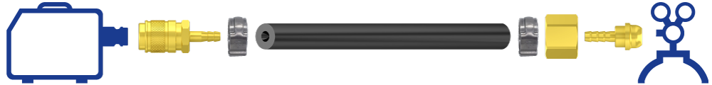 MIG TIG Gas hose for machines with quick-connect fitting